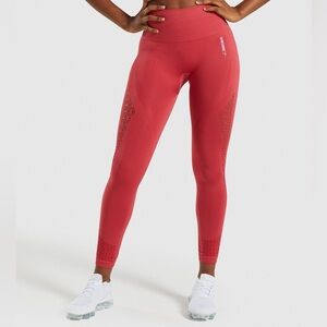 Gymshark Energy Seamless Leggings Coral Red Sea Pink Small